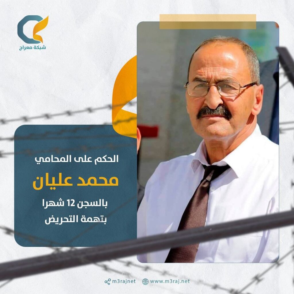الاحتلال يحكم على المحامي محمد عليان بالسجن الفعلي لمدة 12 شهراً