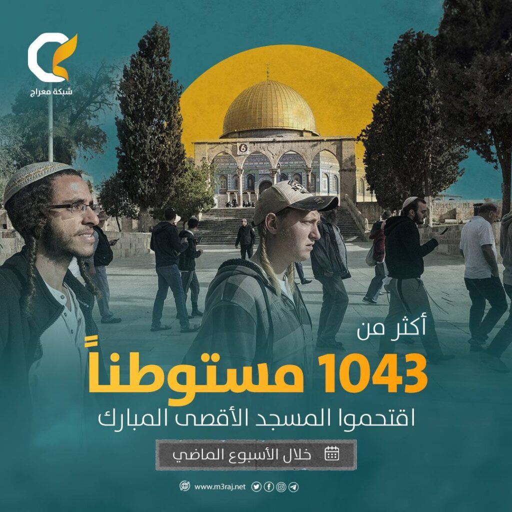 أكثر من 1043 متسوطناً دنّسوا الأقصى خلال الأسبوع الماضي
