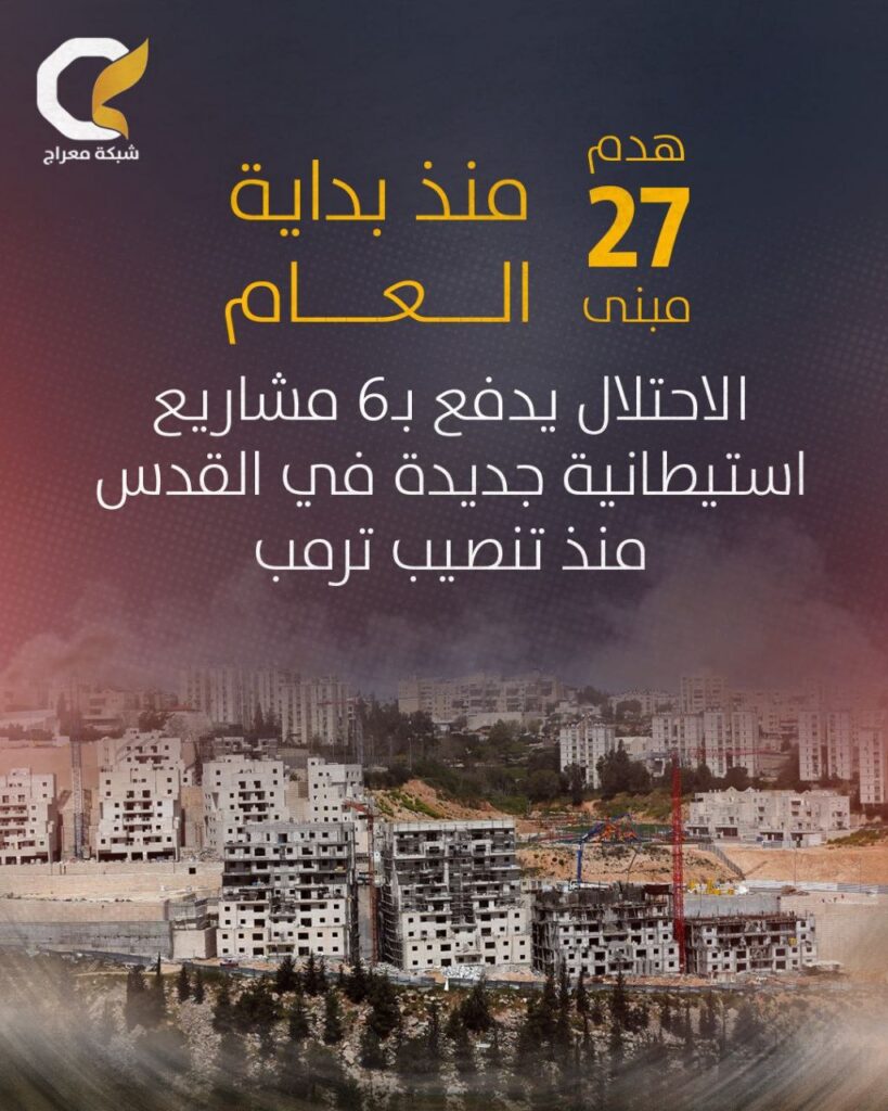 منذ تنصيب ترامب.. 6 مشاريع استيطانية دفع بها الاحتلال في القدس