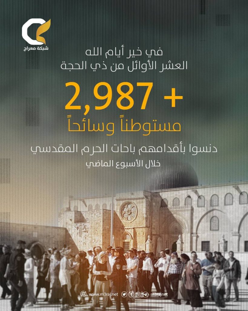 أسبوع حافل بالاقتحامات.. 2987 مستوطناً دنسوا الأقصى خلال العشر الأوائل من ذي الحجة