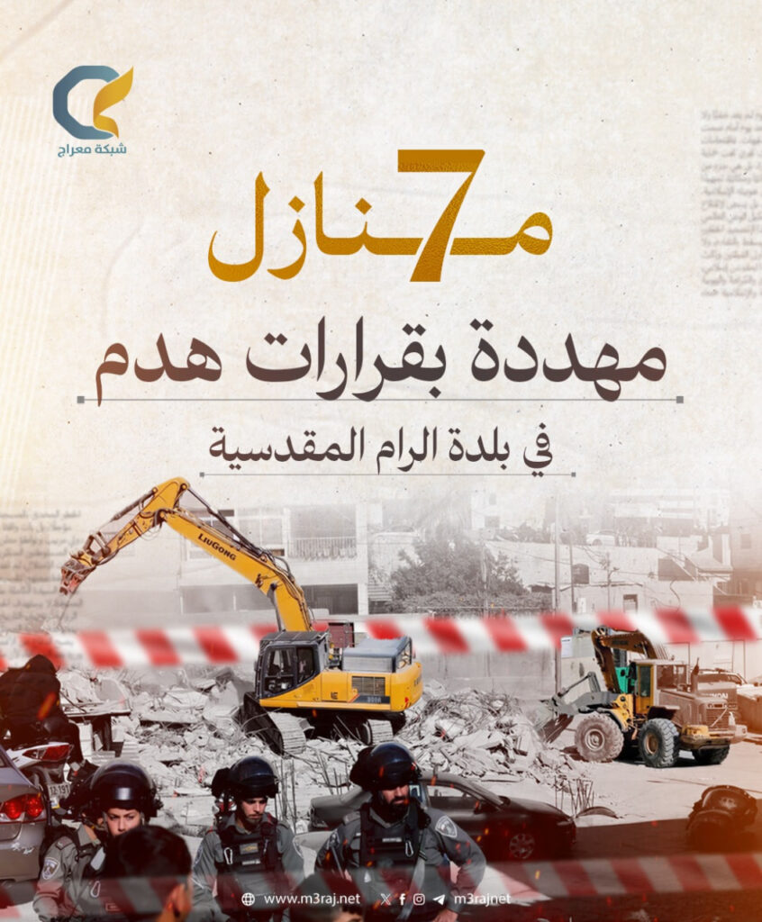 الاحتلال يسلم إخطارات هدم لـ6 منازل بالقدس