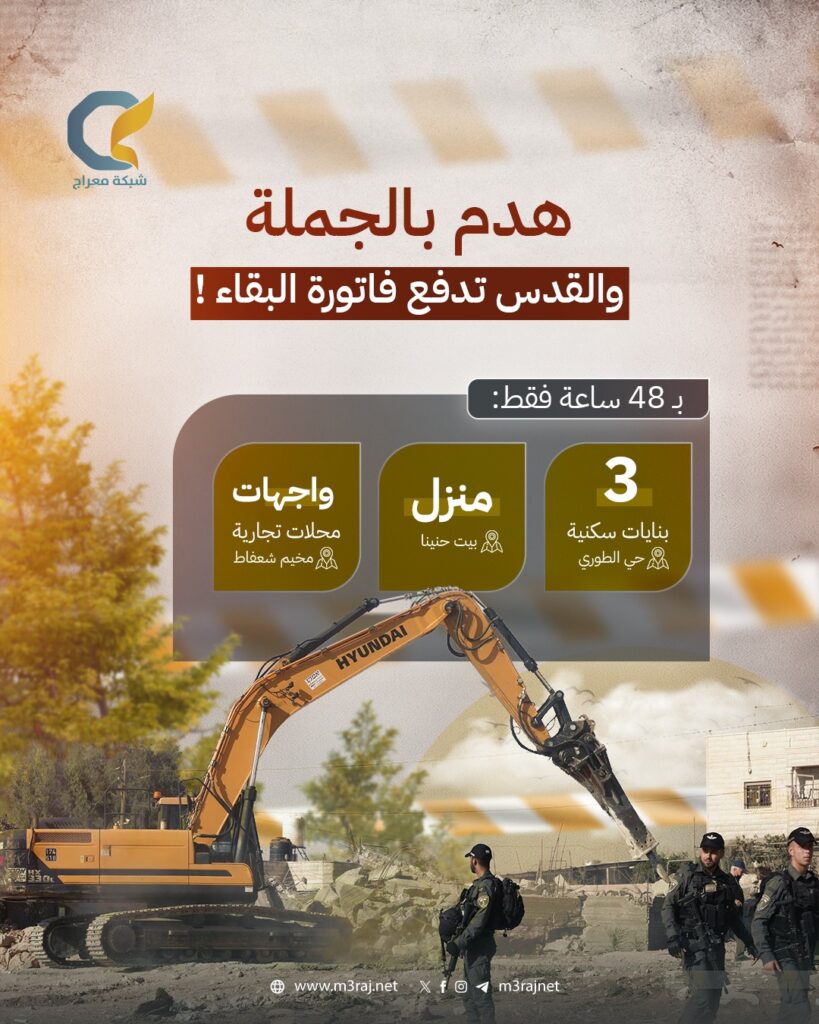 خلال 48 ساعة فقط.. مجازر هدم بالقدس